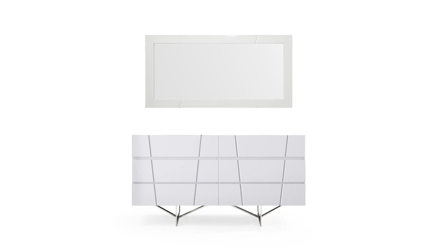 Contemporary, Modern Dresser With Mirror Chrysler VGVCJ8978-D-WHT-2pcs in White 