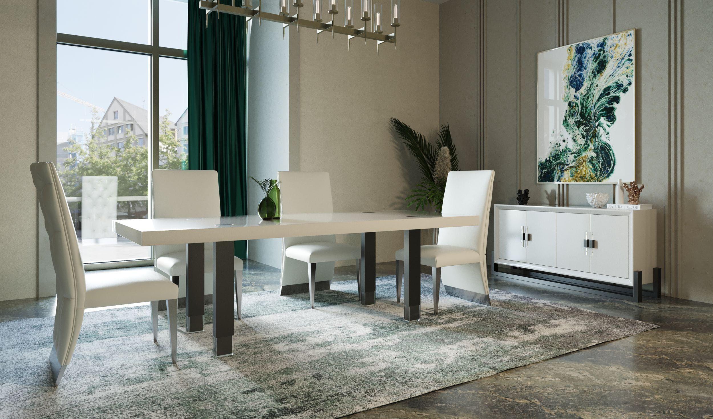 Contemporary, Modern Dining Room Set Lenny Kilson VGGMDT-1393B-WHT-DT-6pcs in White Leatherette