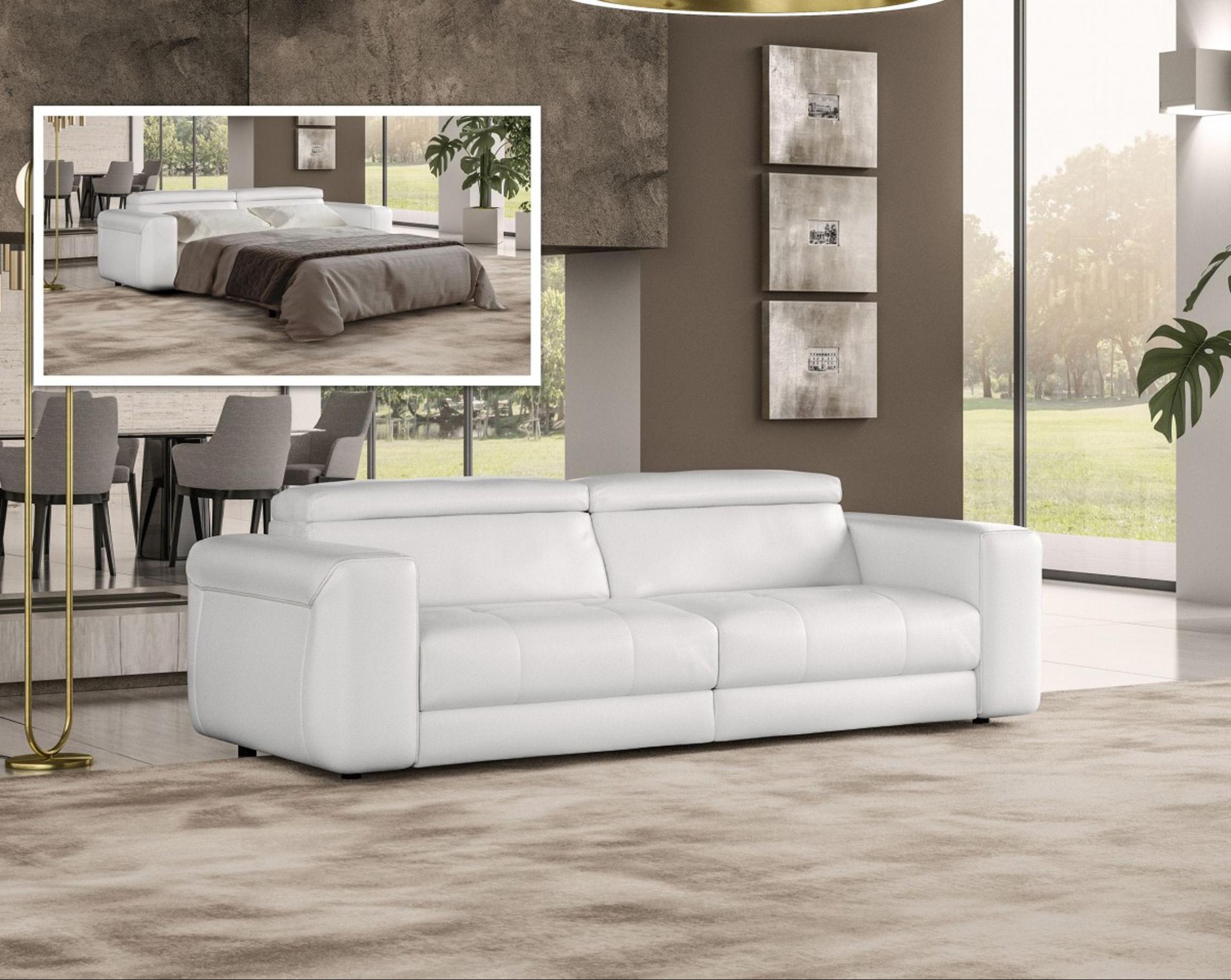 Contemporary, Modern Sofa bed VGCCICON-WHT-SB VGCCICON-WHT-SB in White Italian Leather