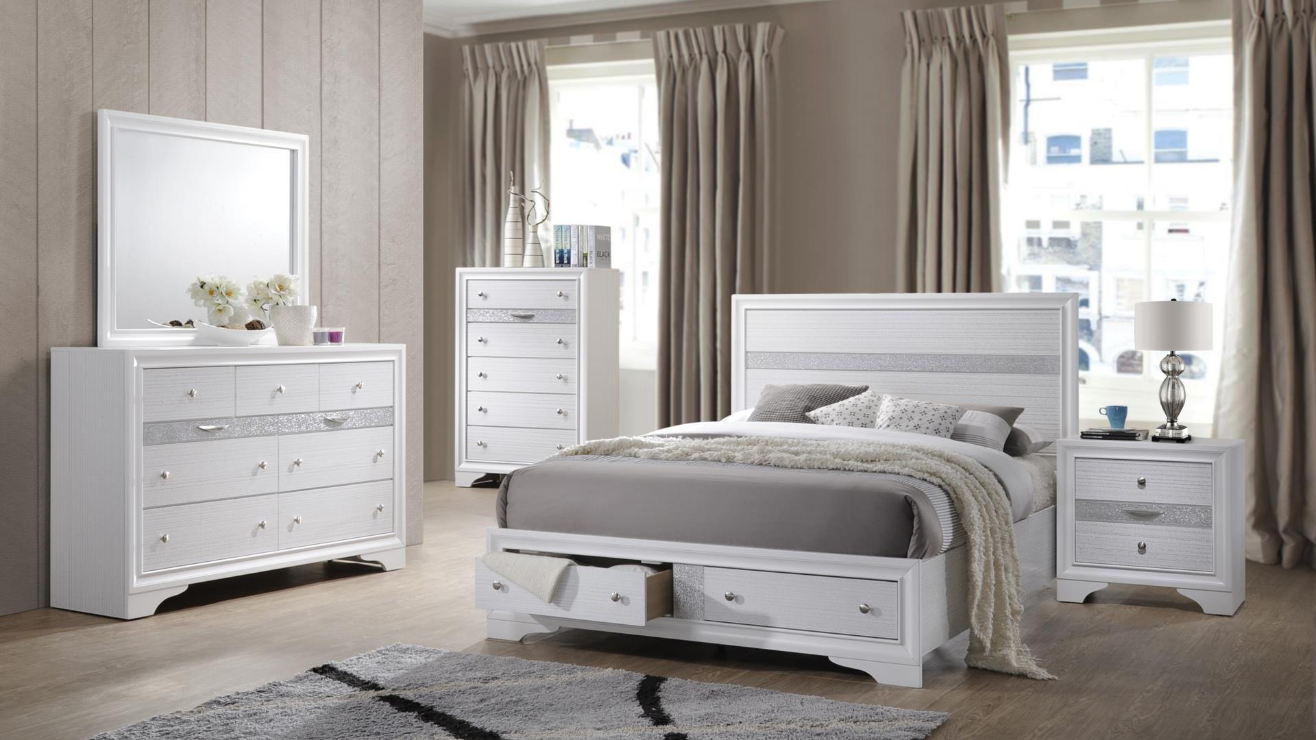 

    
White King Storage Bedroom Set 4P MATRIX Galaxy Home Modern Contemporary
