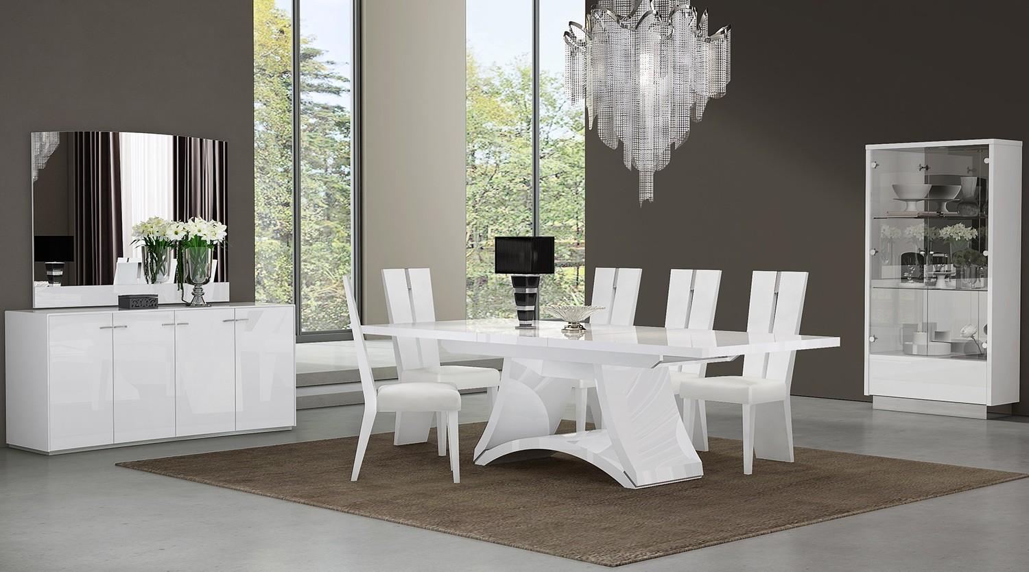 Contemporary Dining Sets D313 D313-WHITE-9-PC in White Polyurethane