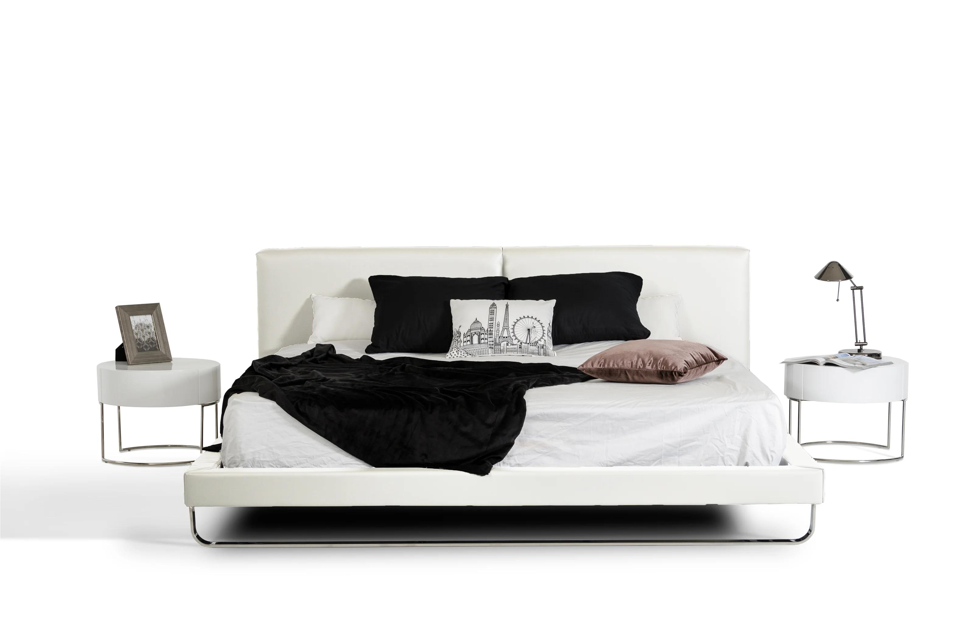 Contemporary, Modern Bedroom Set Ramona VGJY-4016-WHT-BED-3pcs in White Leatherette