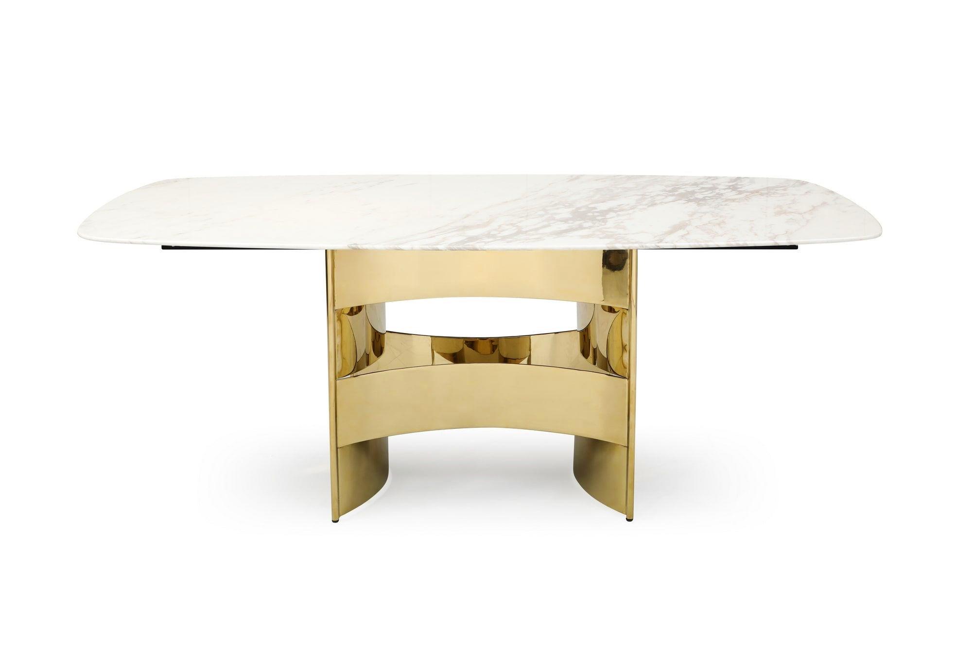 Contemporary, Modern Dining Table Marmot VGVCT005-22-WHT in White, Gold 