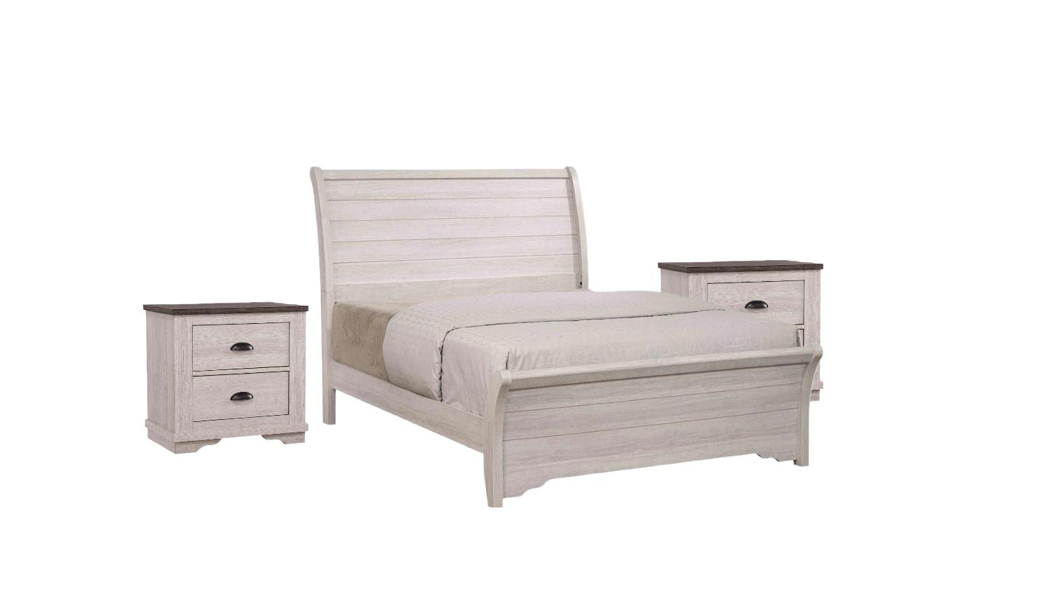 Traditional, Rustic Panel Bedroom Set Coralee B8130-Q-Bed-3pcs in White 