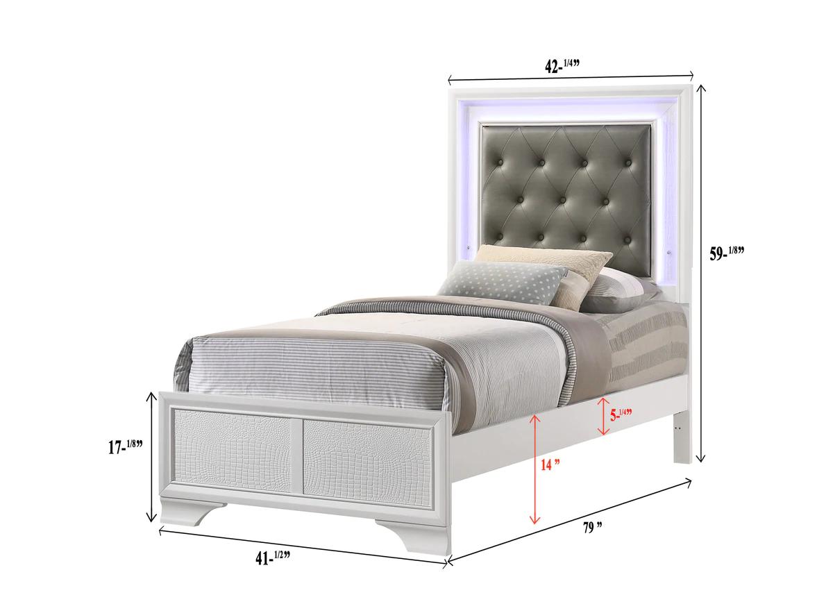 

    
Crown Mark Lyssa Panel Bedroom Set White B4310-T-Bed-3pcs
