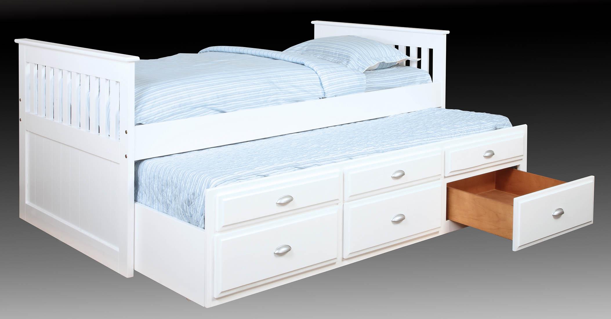 

    
White Pine Solid Captain's Twin Bed LOGANS 500 Bernards Modern Transitional
