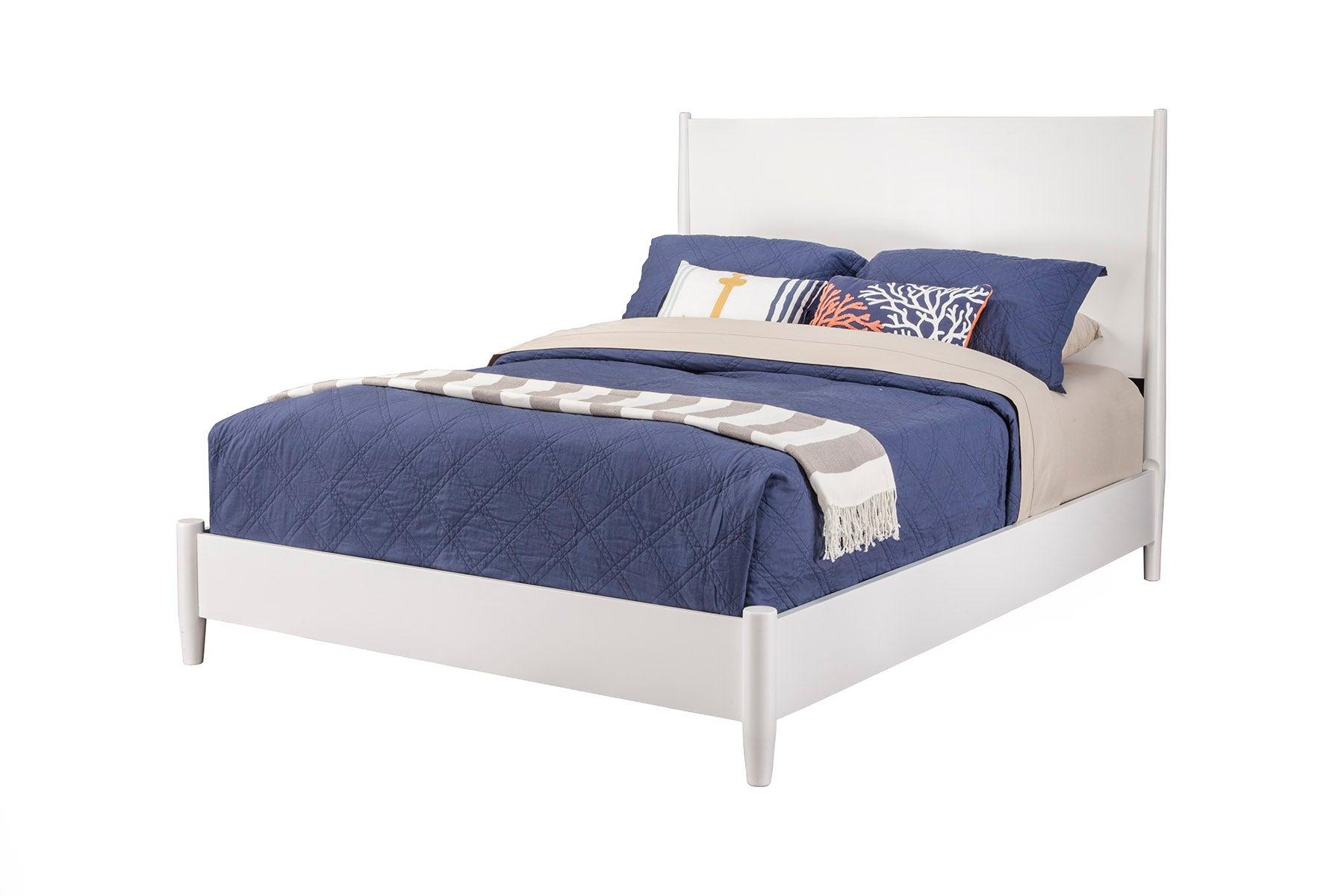 Contemporary Panel Bed Flynn 966-W-01Q in White 