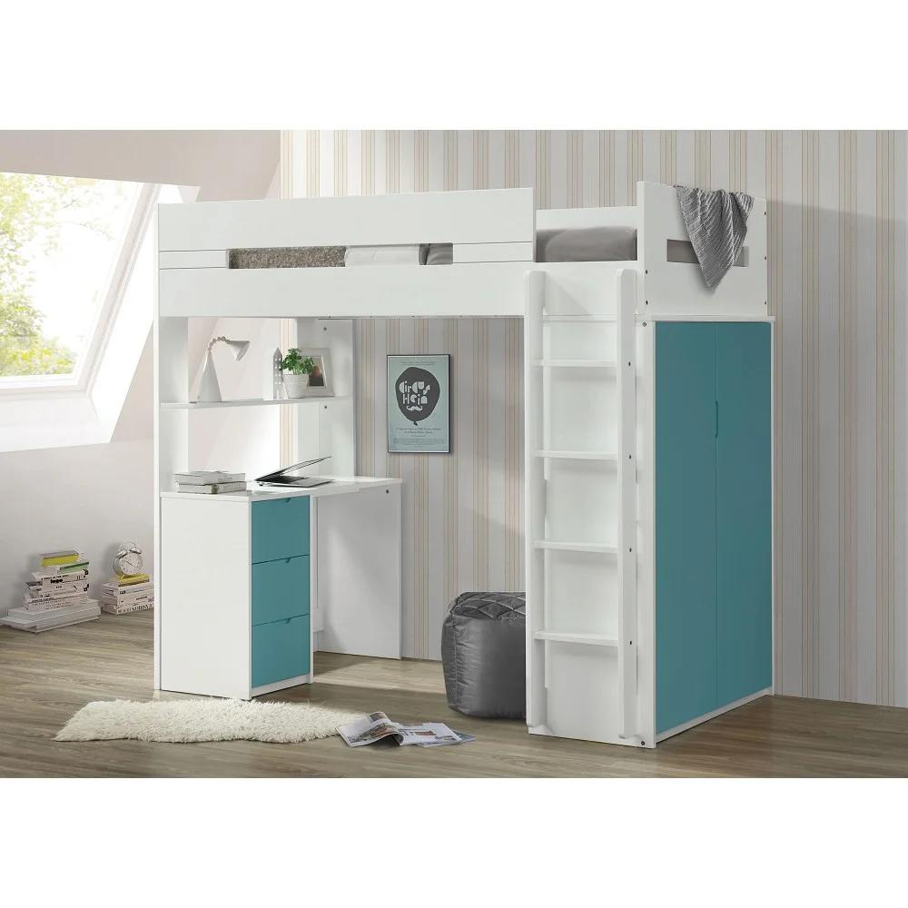 Transitional Loft Bed Nerice 38045 in Teal 