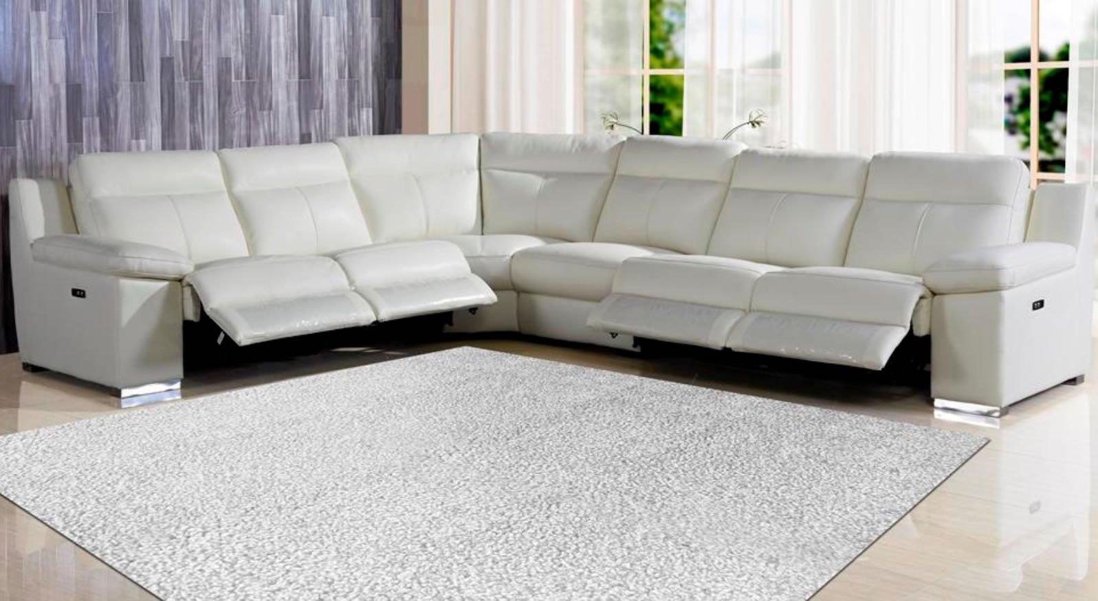 Contemporary Reclining Sectional UR9583 WHITE UR9583 WHITE in White Top grain leather