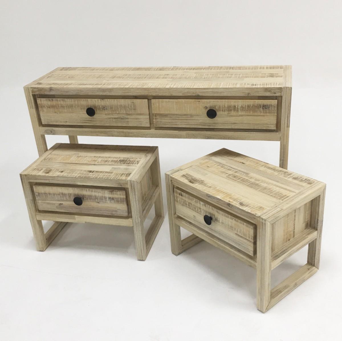 Contemporary, Modern Console & End Table Set Modrest Mandy VGWHMANDY-WHT in whitewash Acacia Wood