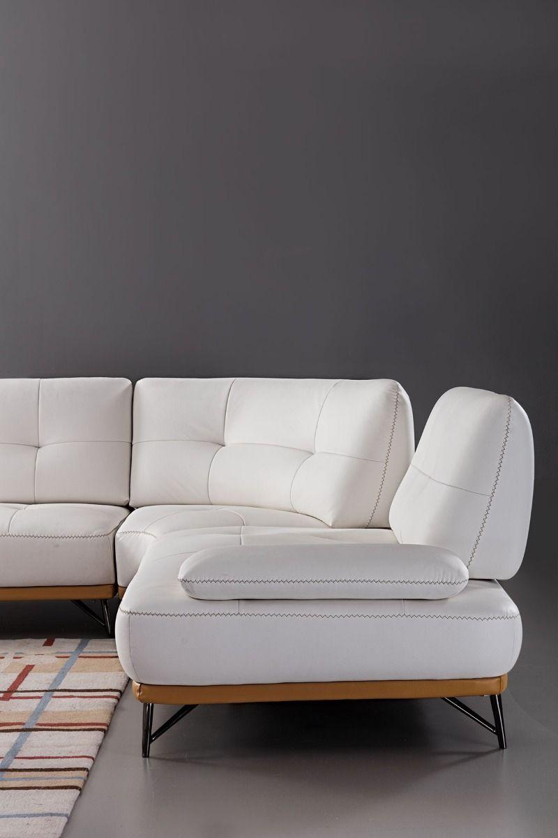 

        
American Eagle Furniture EK-L8005M-W/YO Sectional Sofa White Top grain leather 00842295102430
