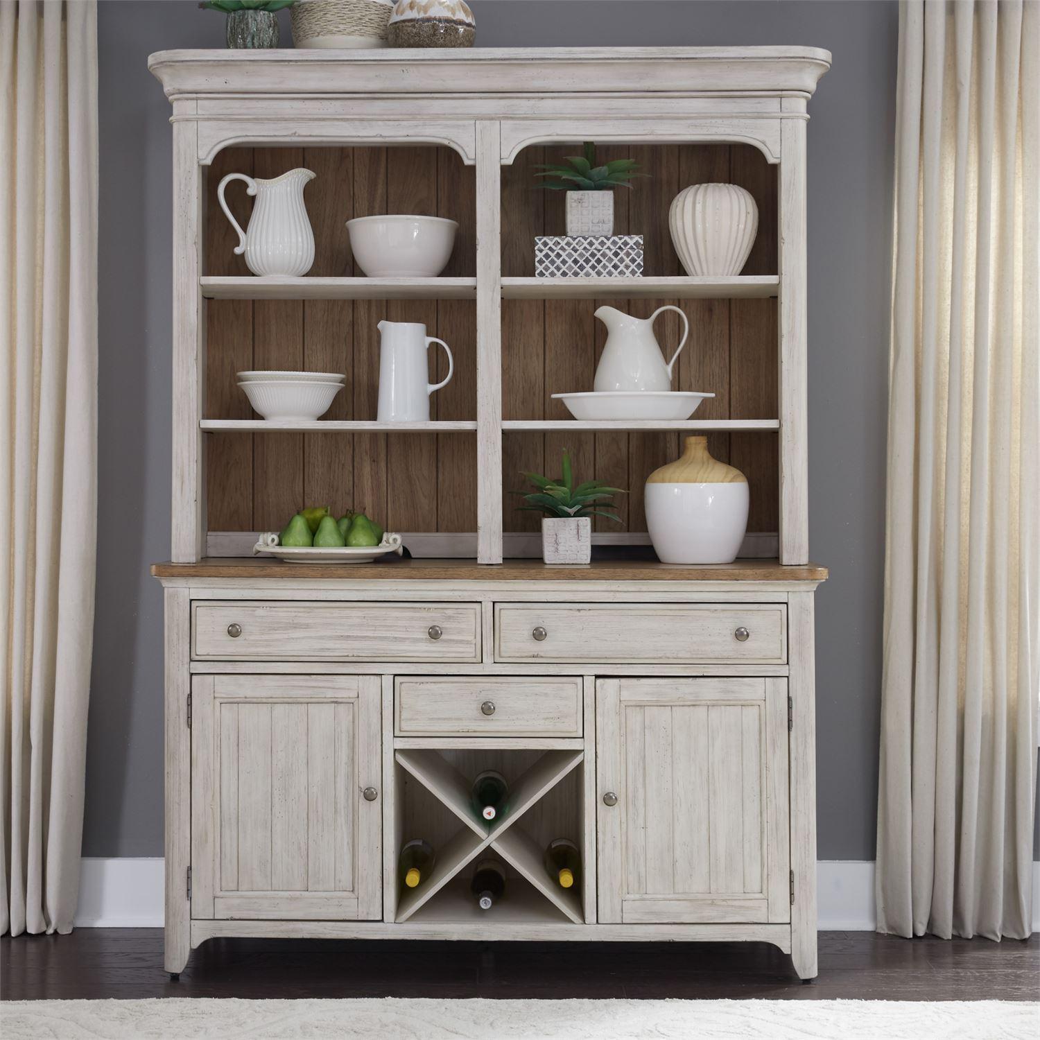 

    
Antique White Wood Buffet & Hutch Farmhouse Reimagined (652-DR) Liberty Furniture
