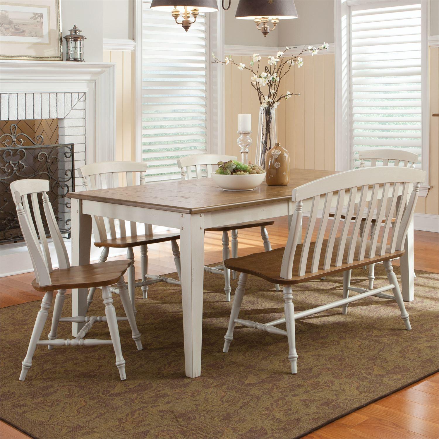 Transitional Dining Room Set Al Fresco III  (841-CD) Dining Room Set 841-CD-6RTS in White 