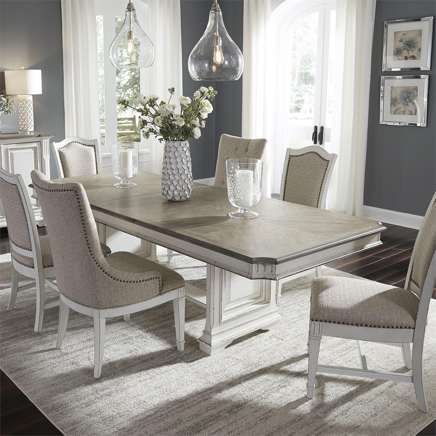 Traditional Dining Room Set Abbey Park 520-DR-7TRS 520-DR-7TRS in White 