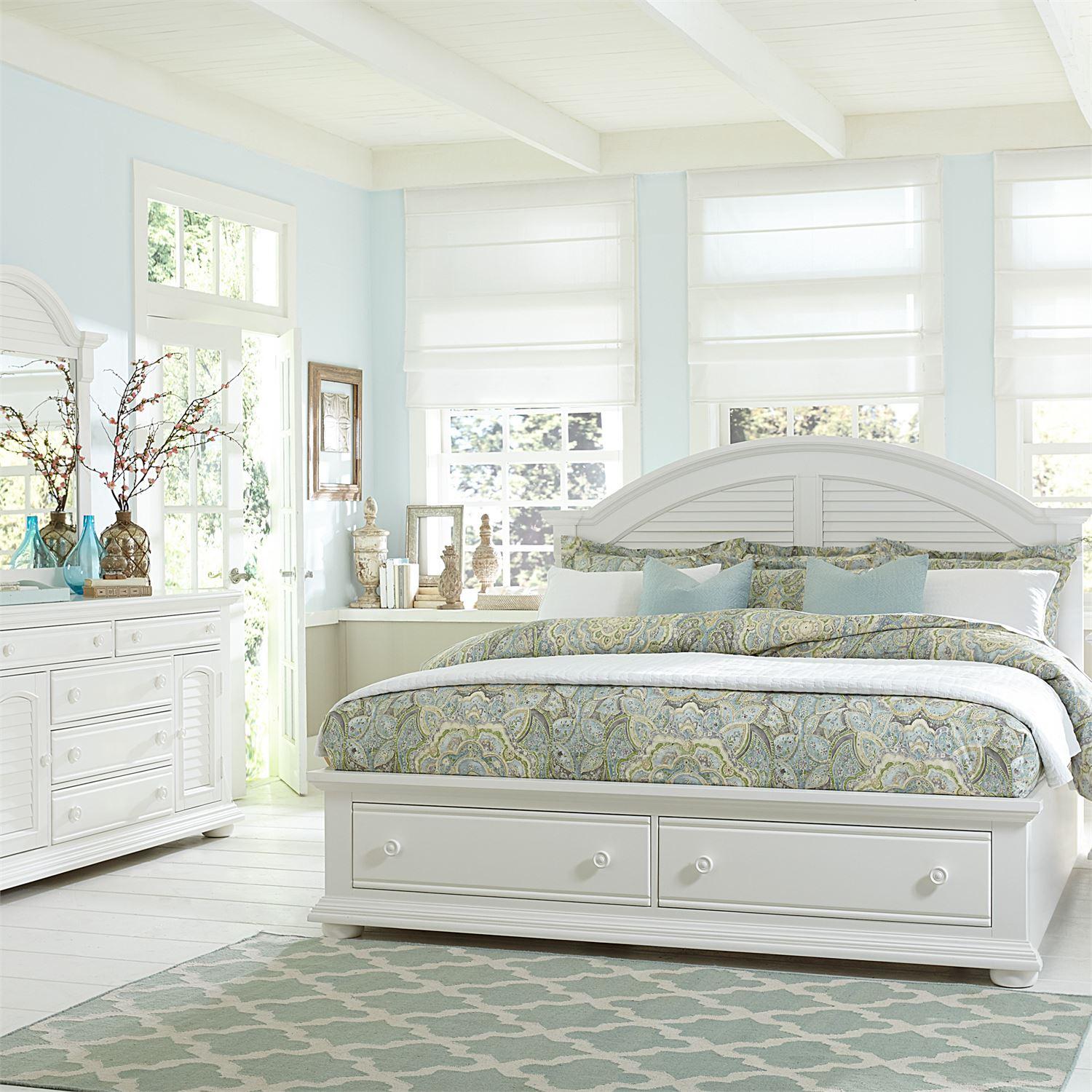 

    
Cottage White Wood Queen Storage Bed Set 3 Summer House I by Liberty Furniture
