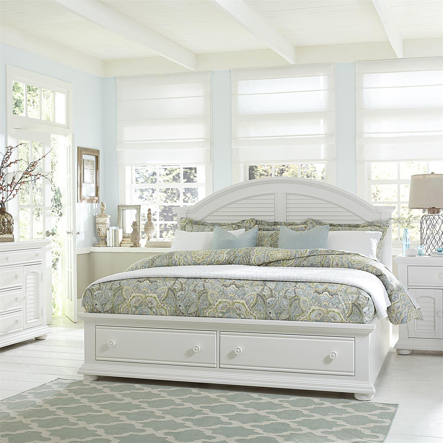 

    
Cottage White Wood Queen Storage Bed Set 5 Summer House I by Liberty Furniture
