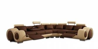 VIG Modern Divani Casa 4087 Brown Beige Bonded Leather Sectional Sofa
