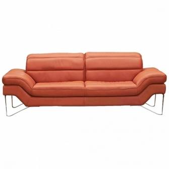 J&M Astro Contemporary Pumpkin Premium Italian Leather Living Room Set 3Pcs