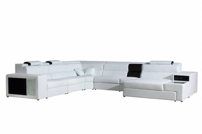 Soflex Dallas Contemporary White Bonded Leather Corner Sectional Sofa Right Chaise
