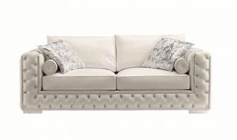 J&M Vanity Modern White Premium Leather Living Room Sofa & Loveseat 2Pcs
