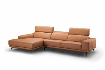 J&M Lima Modern Light Brown Premium Italian Leather Sectional Sofa