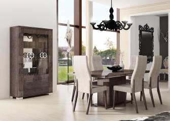 ESF Prestige High Gloss Wenge Dining Room Set 8Pcs Contemporary Made in Italy