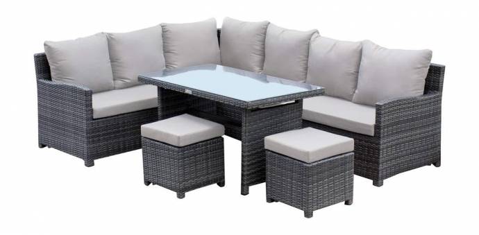 Spectrum 5 PC Sectional Dining Set w/cushions 890-3215F-GRY-5PC Pelican Reef