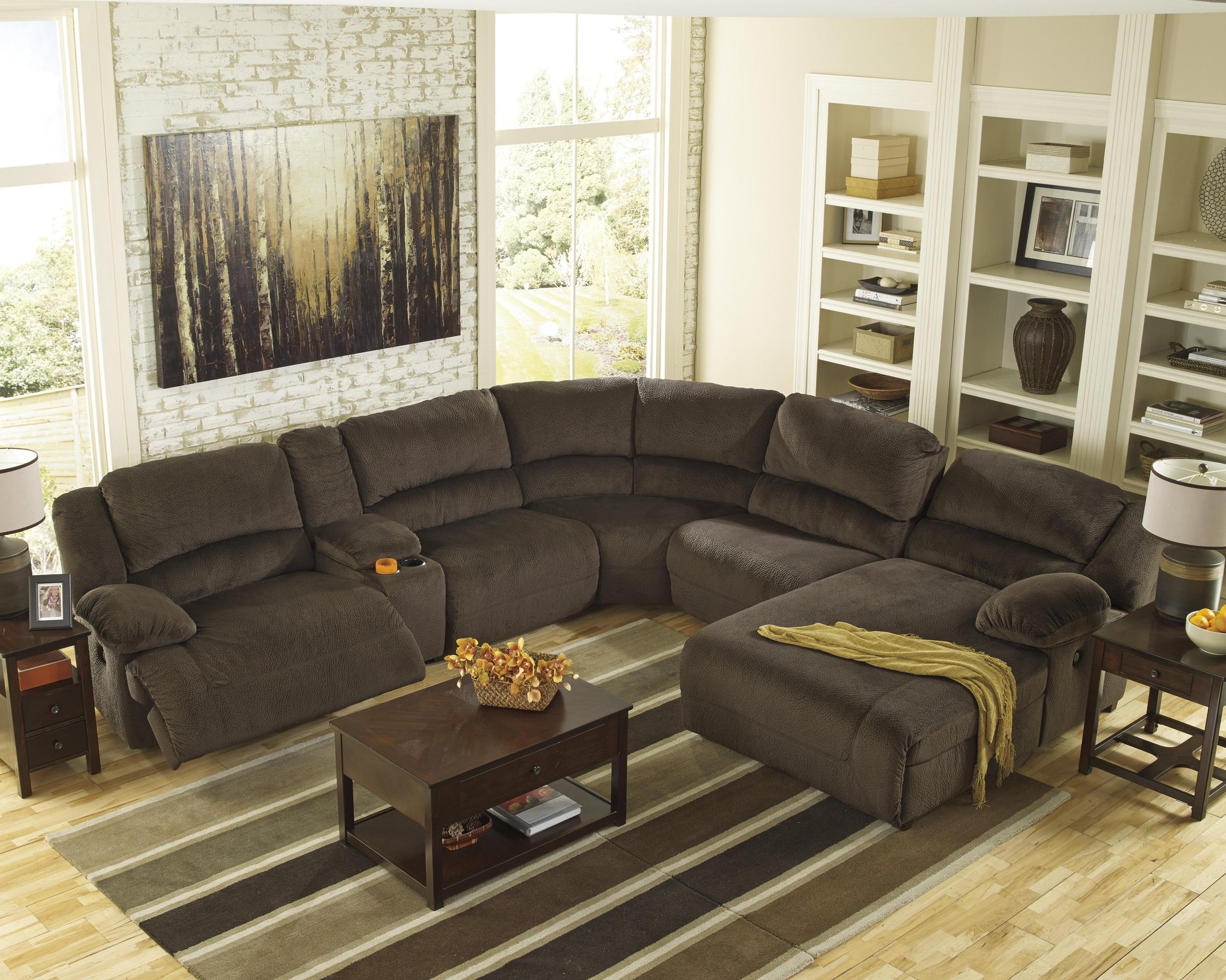 Ashley Toletta 6 Piece Living Room Sectional in Chocolate Non Power ...