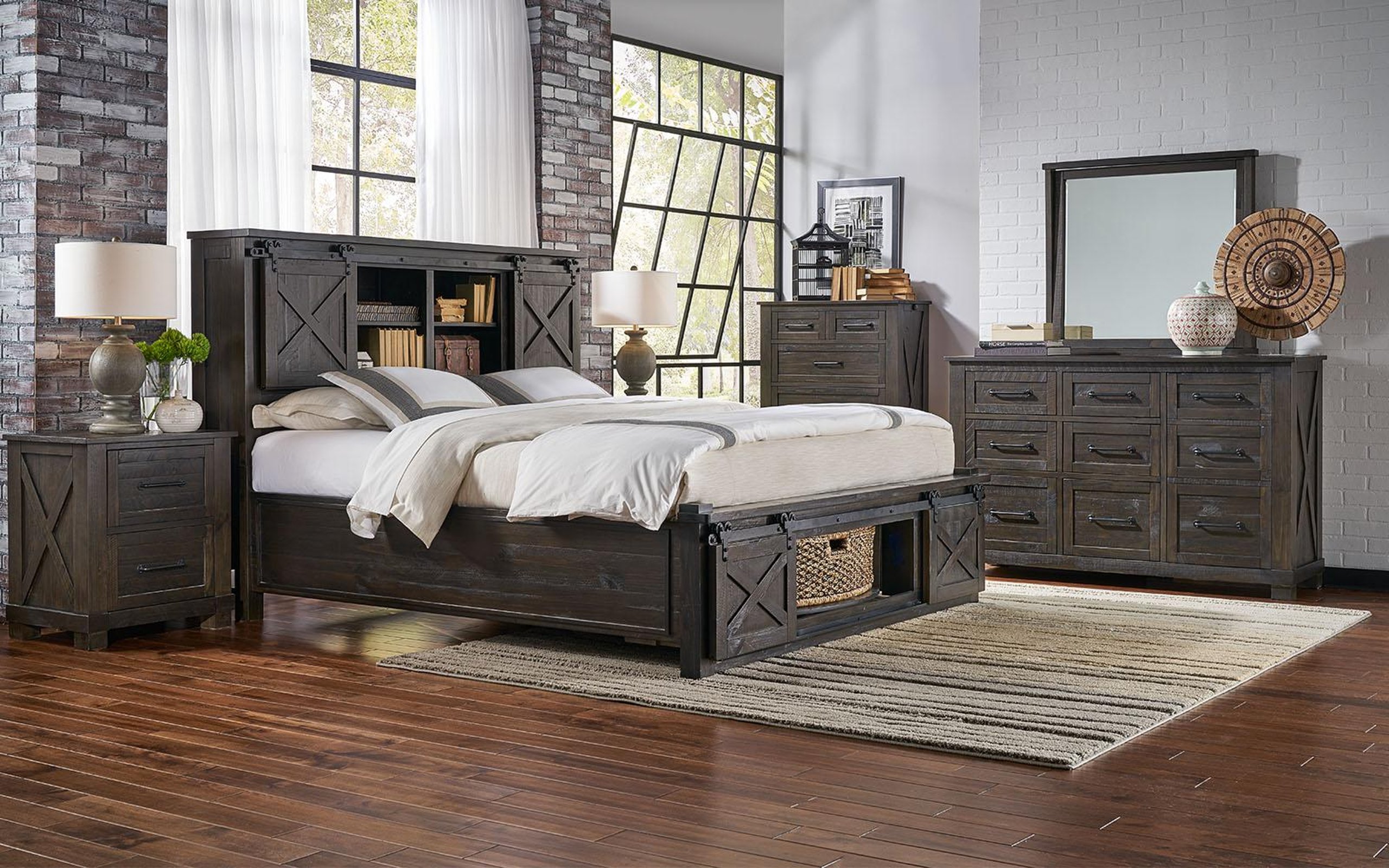 Rustic Queen Rotating Storage Bedroom Set 5pcs Suvcl5032 A America Sun Valley Buy Online On Ny 