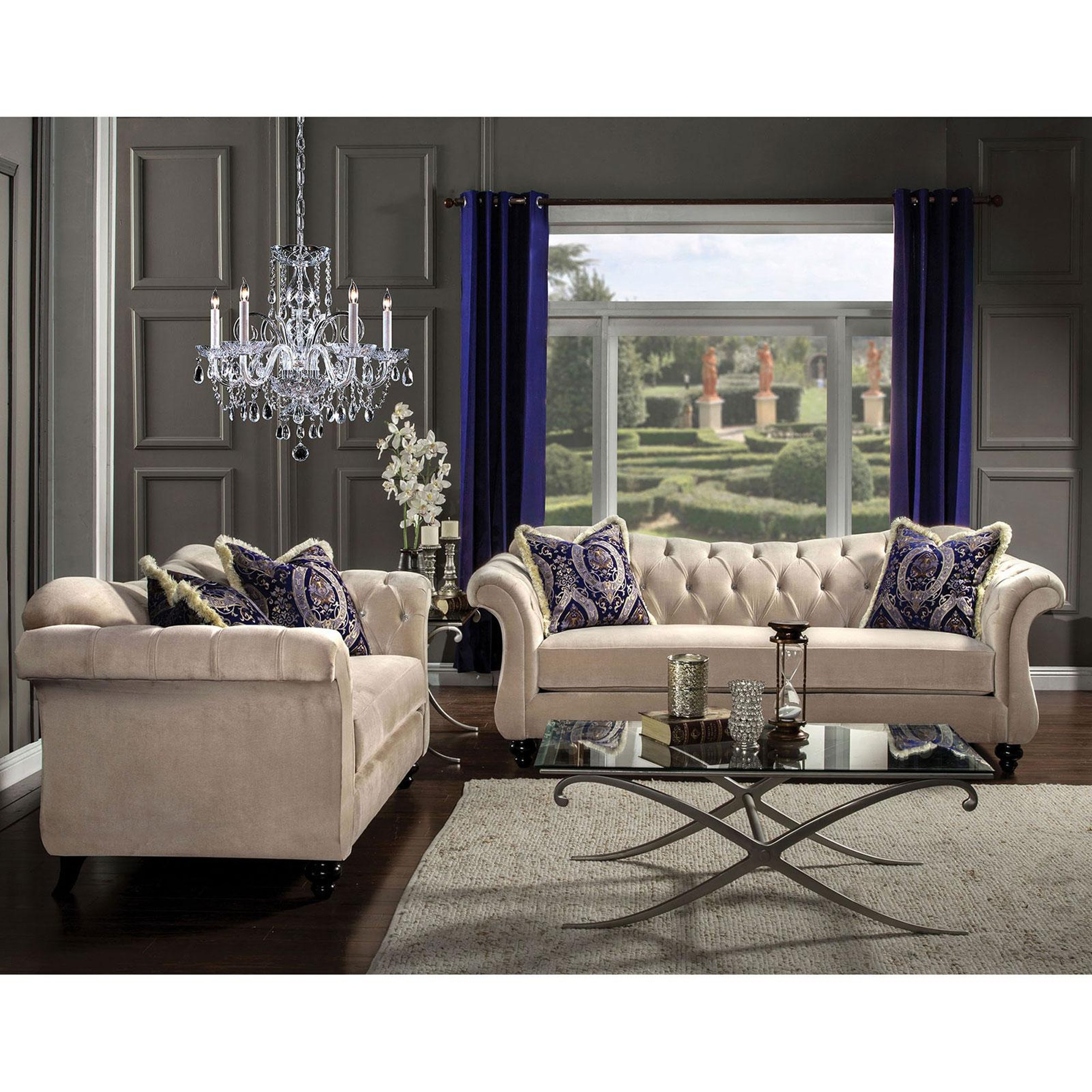 Traditional Light Mocha Fabric Sofa Antoinette by Furniture of America ...
