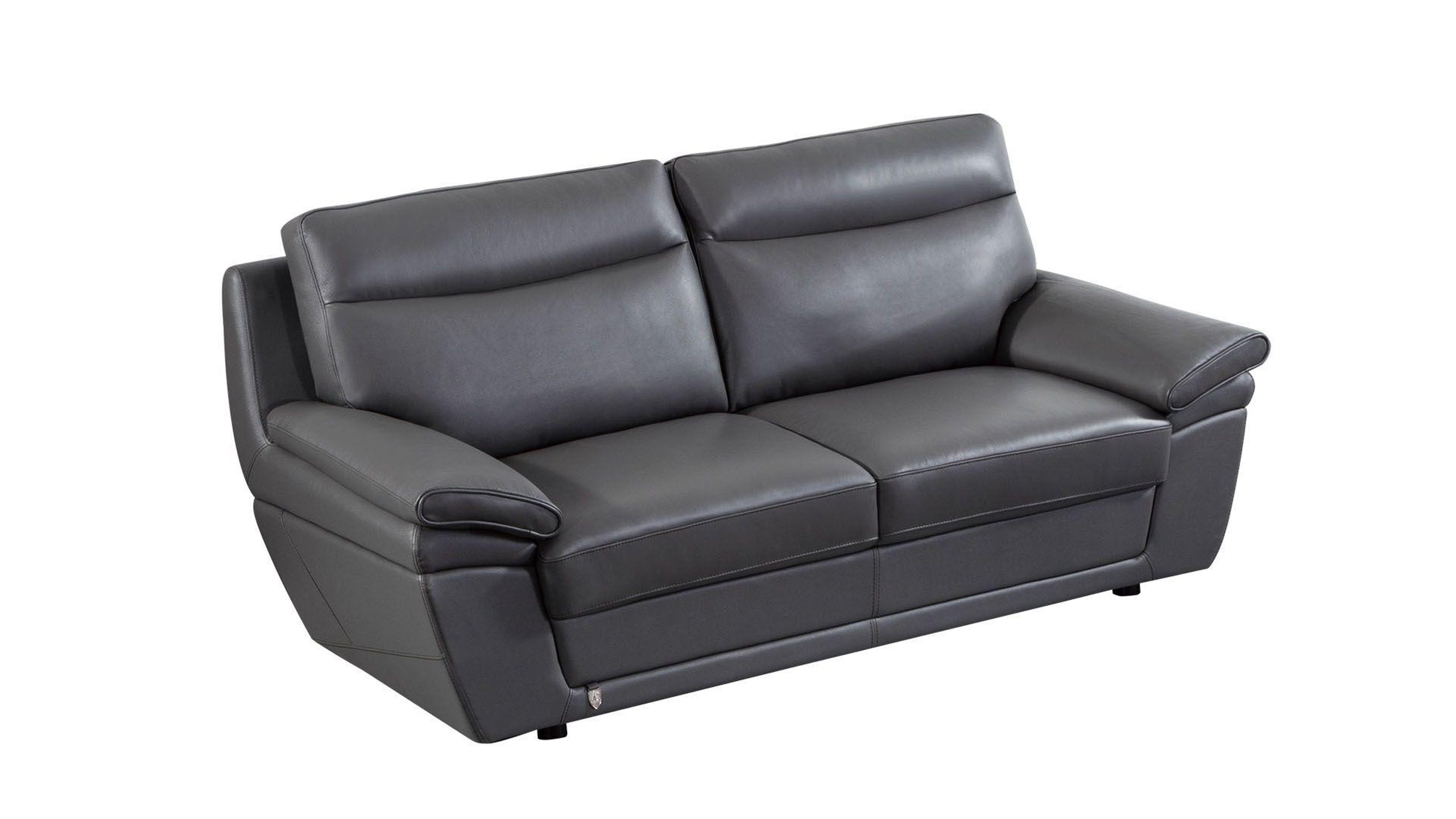 Grey Italian Leather Sofa Set 3Pcs EK092-GR American Eagle Modern ...