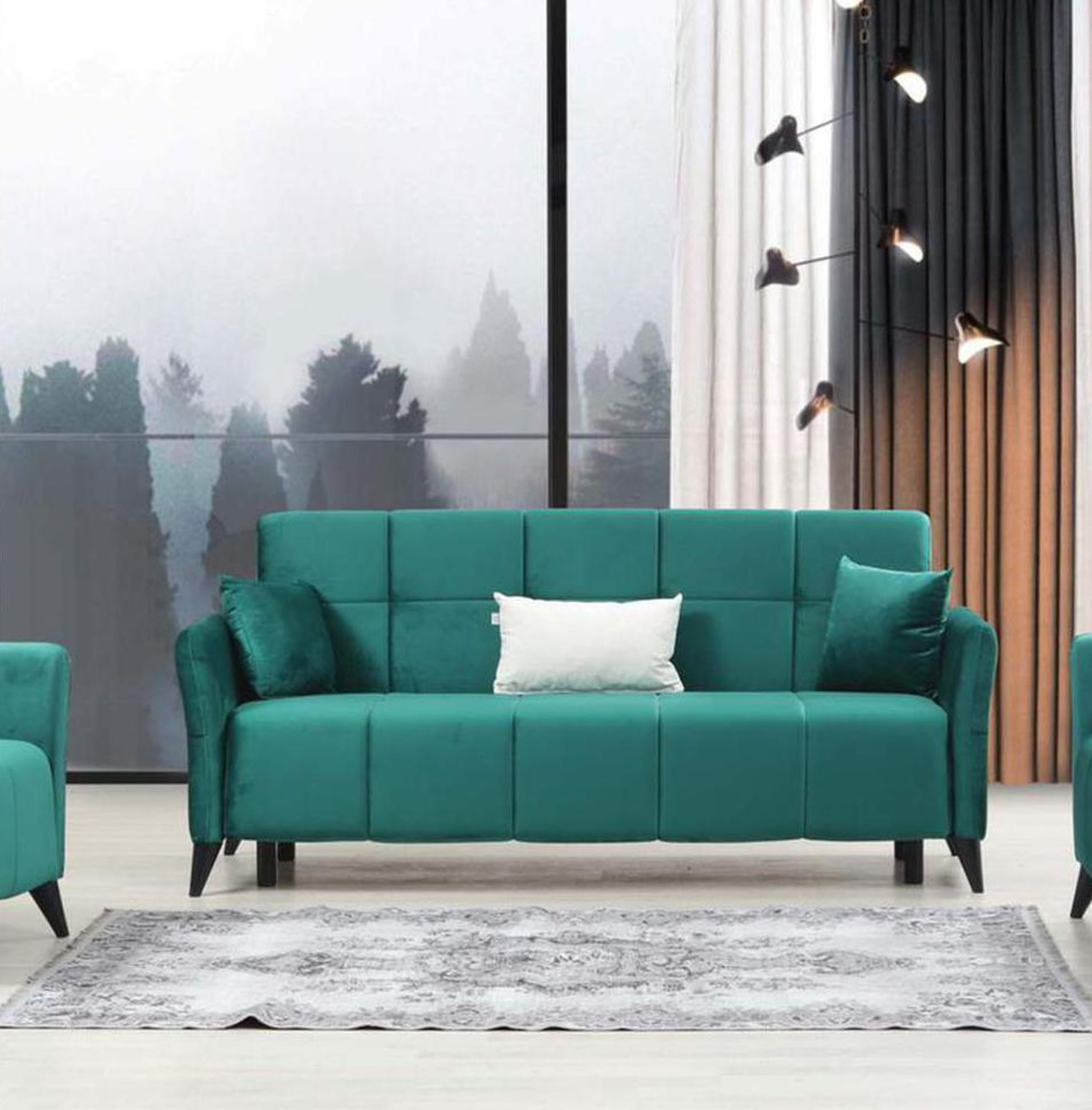 mesterværk Kortfattet Tåget Green Chenille Fabric Sofa Bed Contemporary Alpha Furniture Angel – buy  online on NY Furniture Outlet