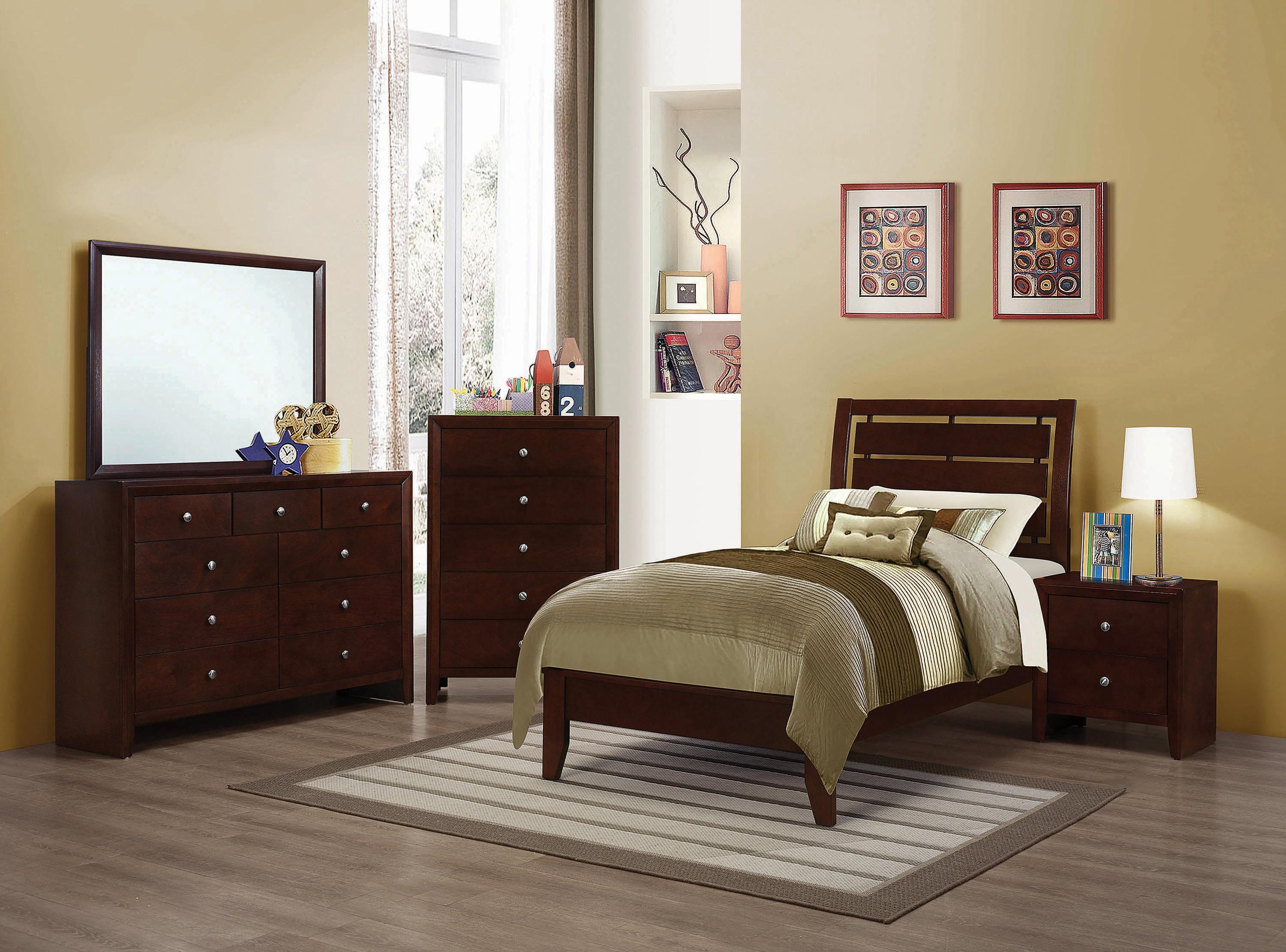 Coaster Furniture Louis Philippe Red Brown 2pc Bedroom Set with Twin Bed