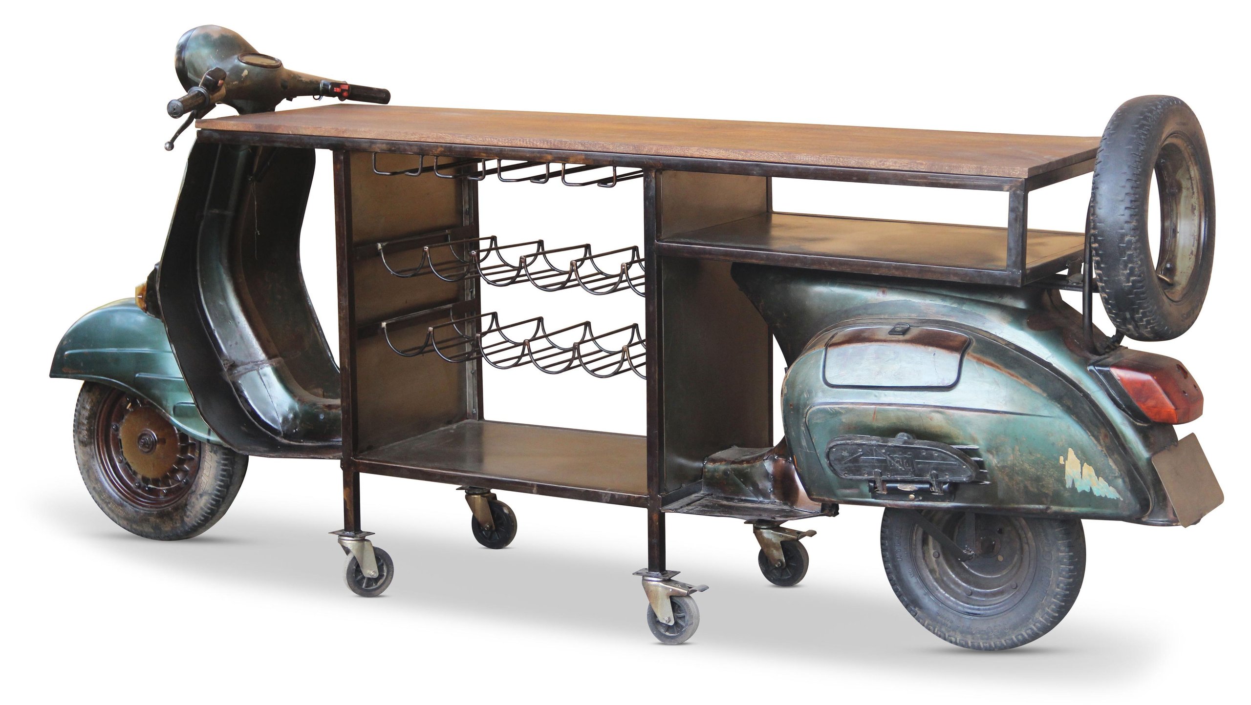 Urban Chestnut Solid Mango & Iron Scooter Bar JAIPUR HOME WOW-007 – buy  online on NY Furniture Outlet