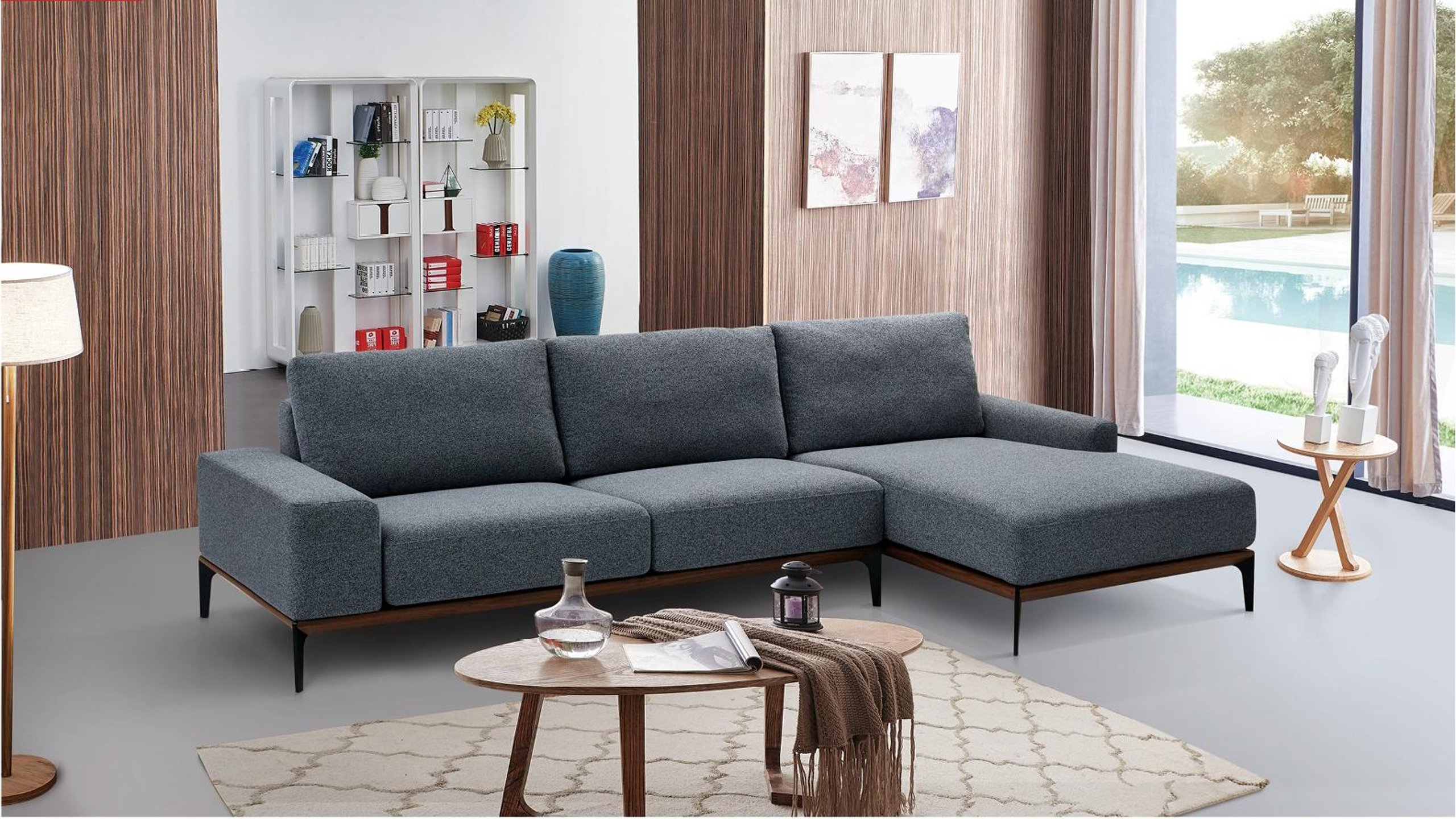 ESF Ray Grey Fabric Sectional Sleeper Sofa\/Storage Modern Made in Spain ...