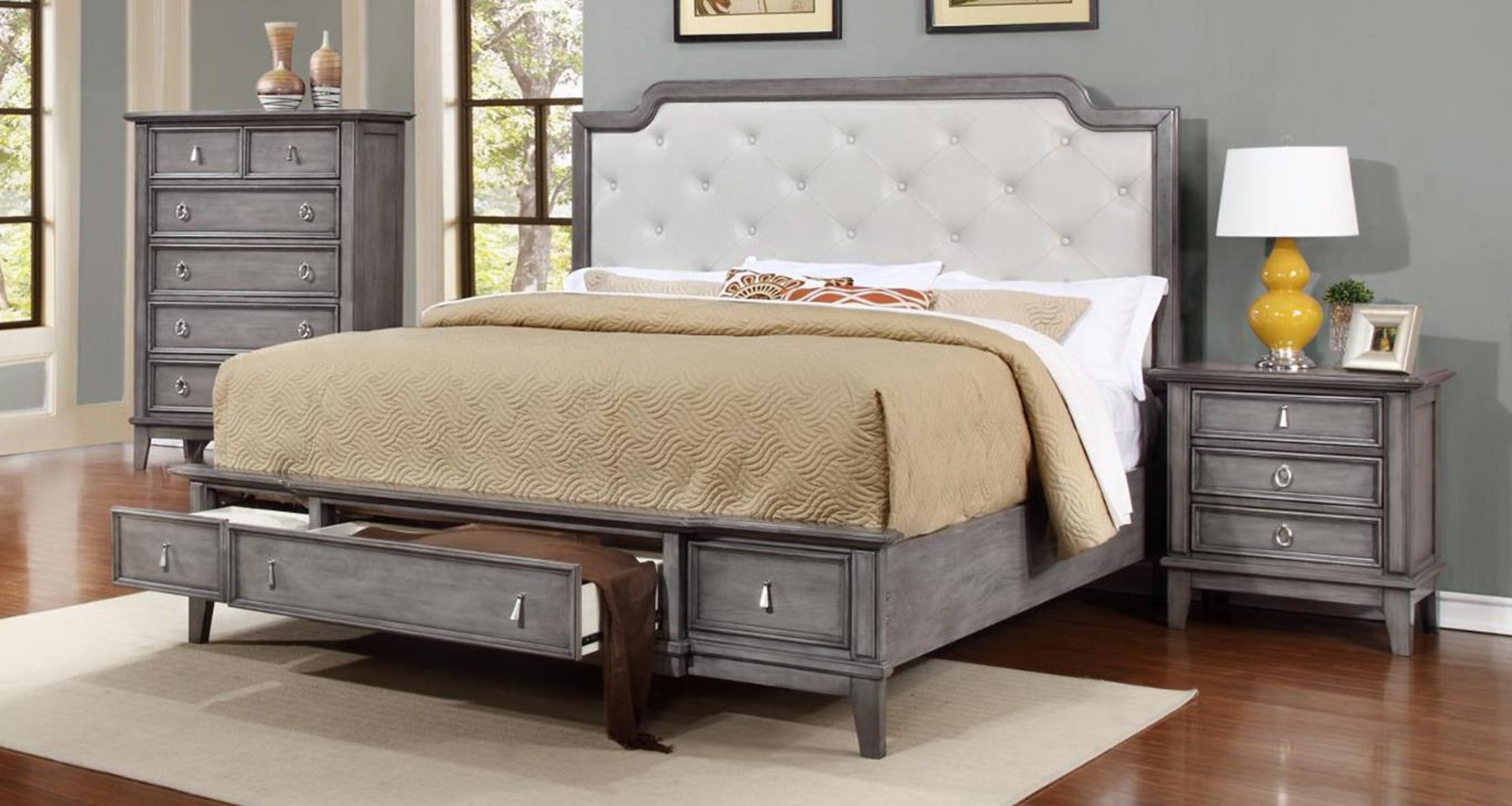Myco Furniture Louis Philippe Bed-Color:Cherry,Size:King 
