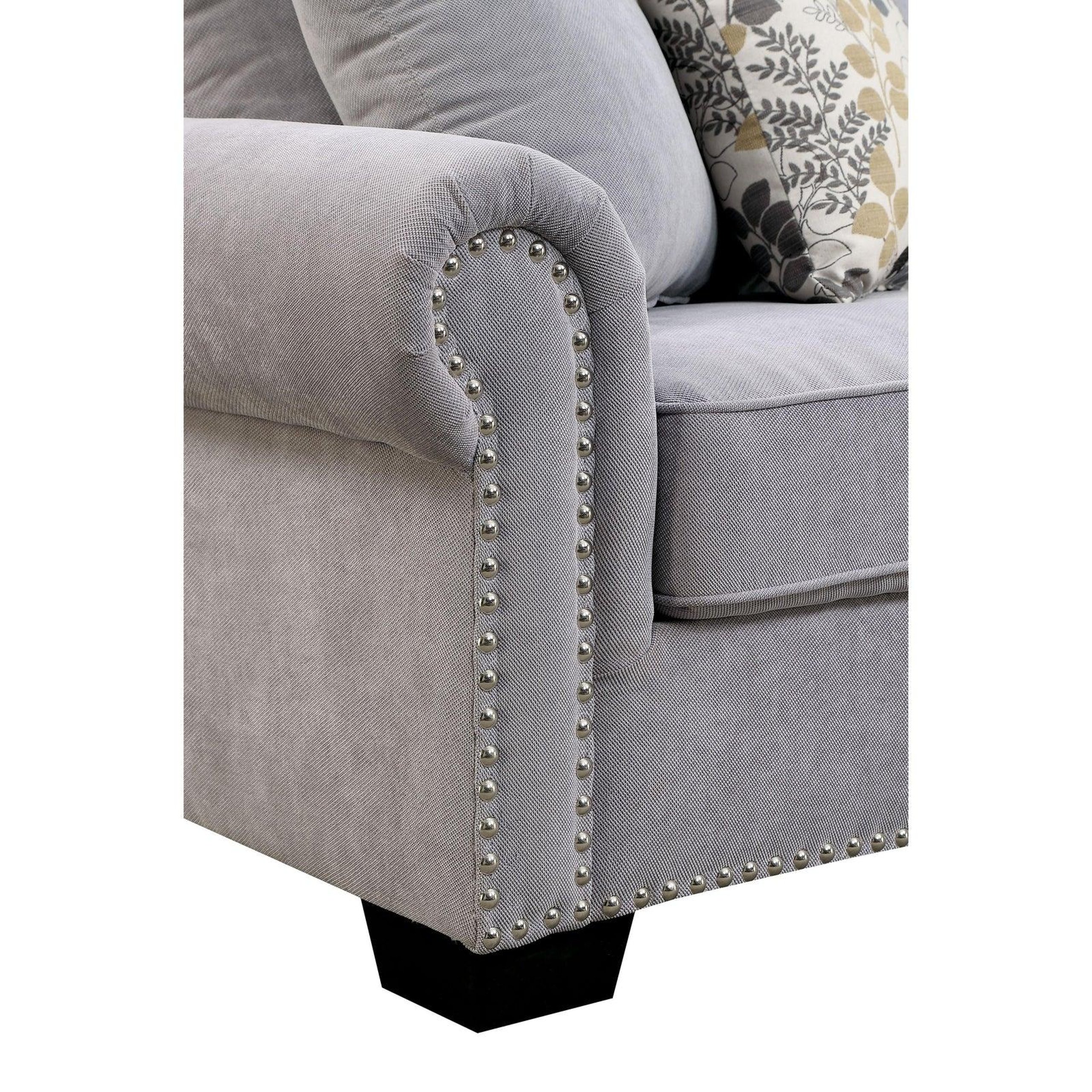 Gray Fabric Sectional SKYLER CM6156GY Furniture of America Traditional ...