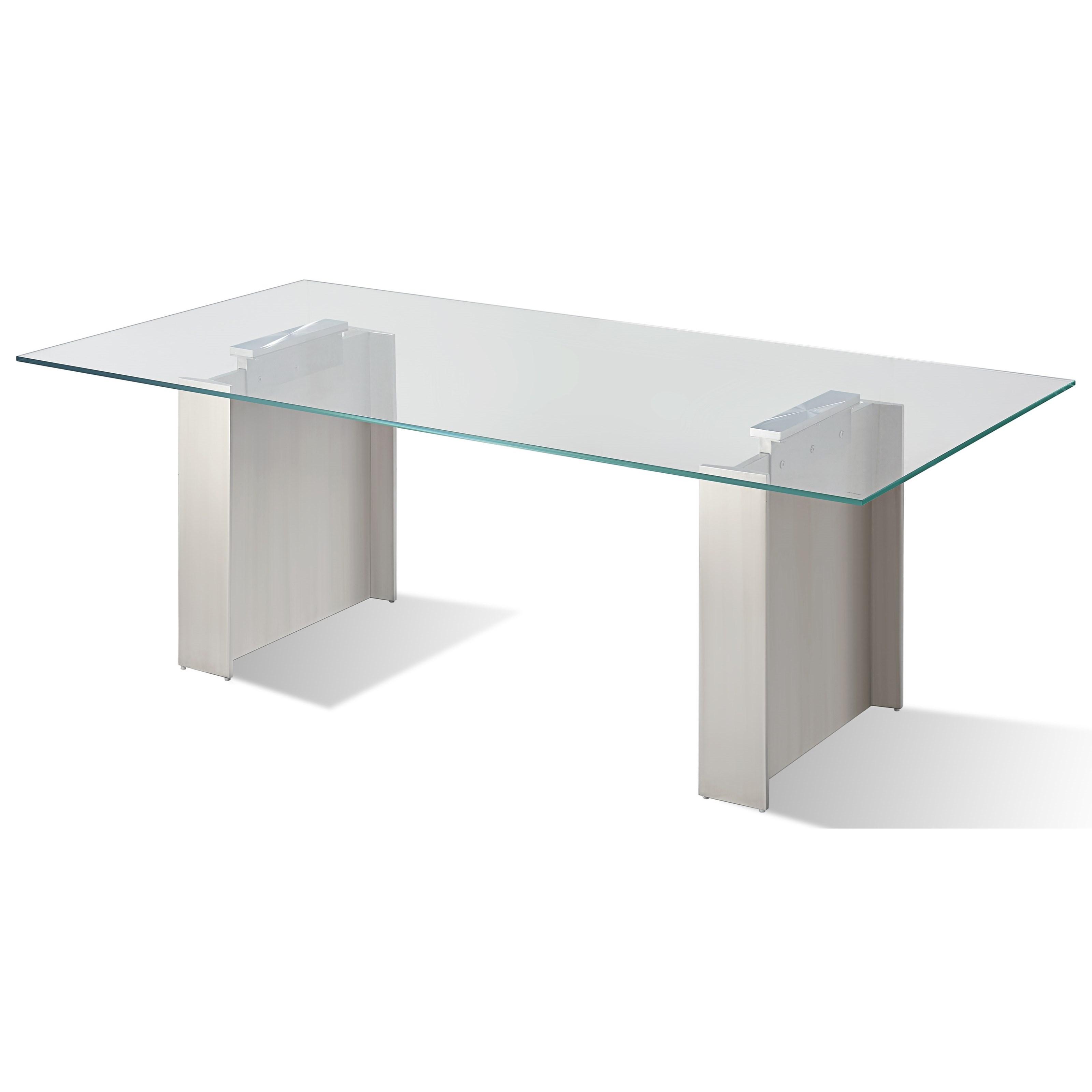 

    
104" Table in Brushed Stainless Steel with Glass Top OMNIA by Modus Furniture

