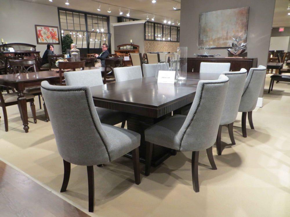 

    
2588-92 9PC Deep Espresso Pedestal Leaf Dining Table Set Fabric Chairs
