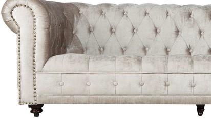 

    
A&B Home 38818 Modern Cream Shimmery Velvet Upholstery Living Room Sofa
