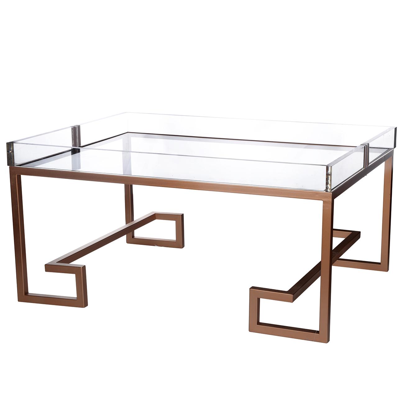 

    
A&B Home 40320 Modern Glass Top Rose Gold Finish Metal Coffee Table Set 3 Pcs
