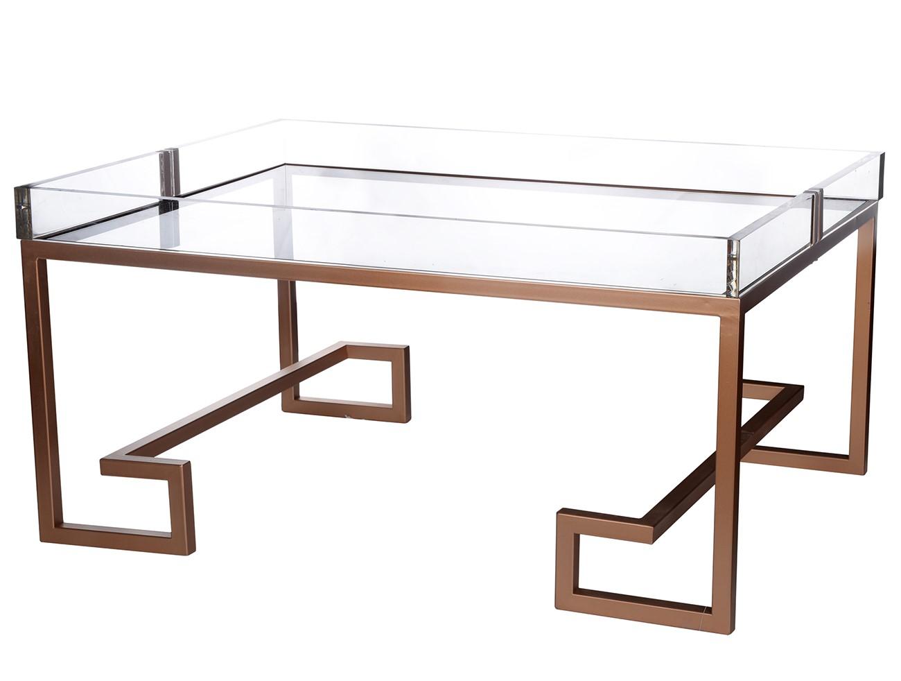 

    
A&B Home 40320 Modern Glass Top Rose Gold Finish Metal Coffee Table
