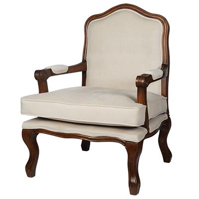 Contemporary, Traditional Accent Chair 40952 40952-Accent Chair-Set-2 in Tan, Linen, Cherry Finish Fabric