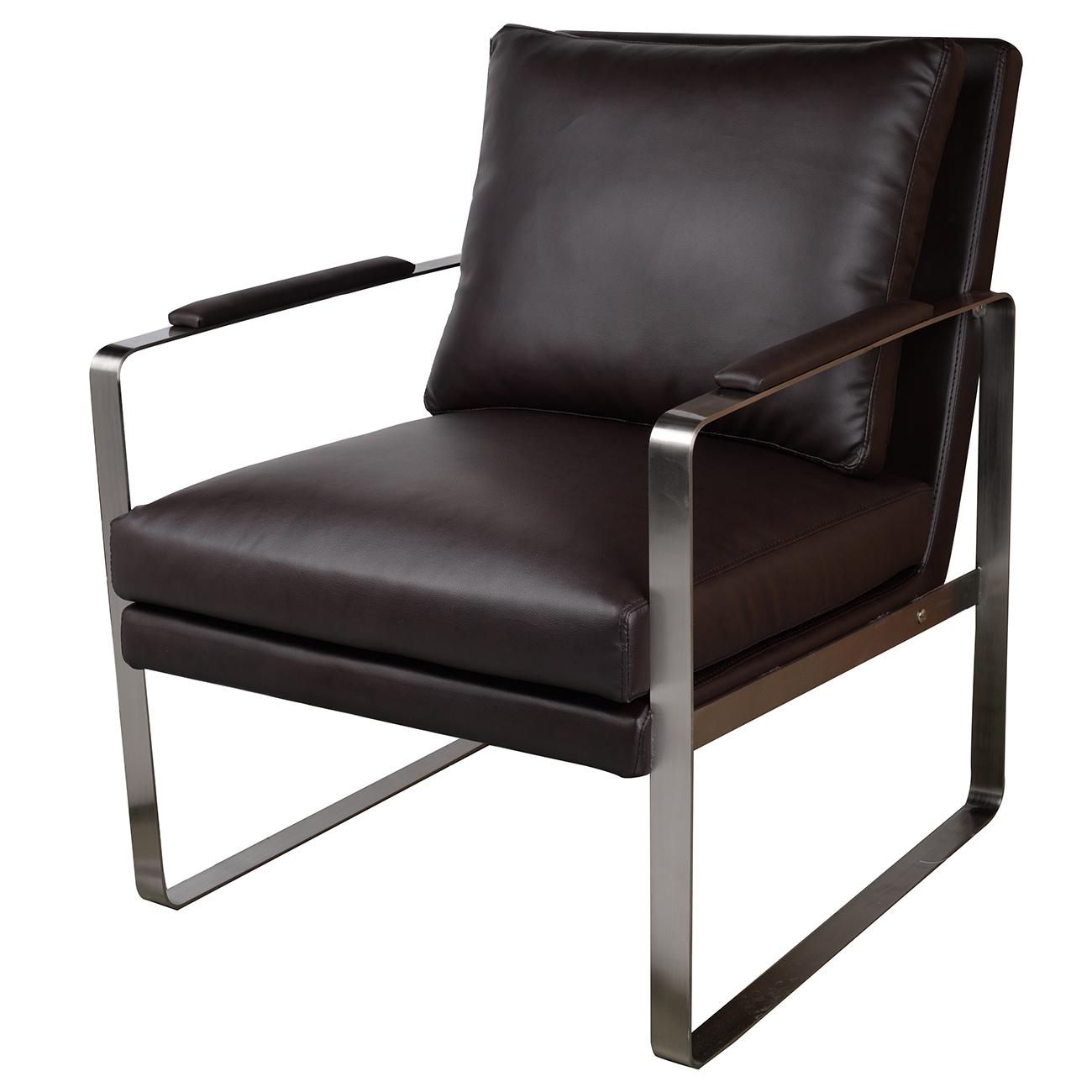 

    
A&B Home 41017 Modern Dark Brown Leather Stainless Steel Base Armchair (Set of2)
