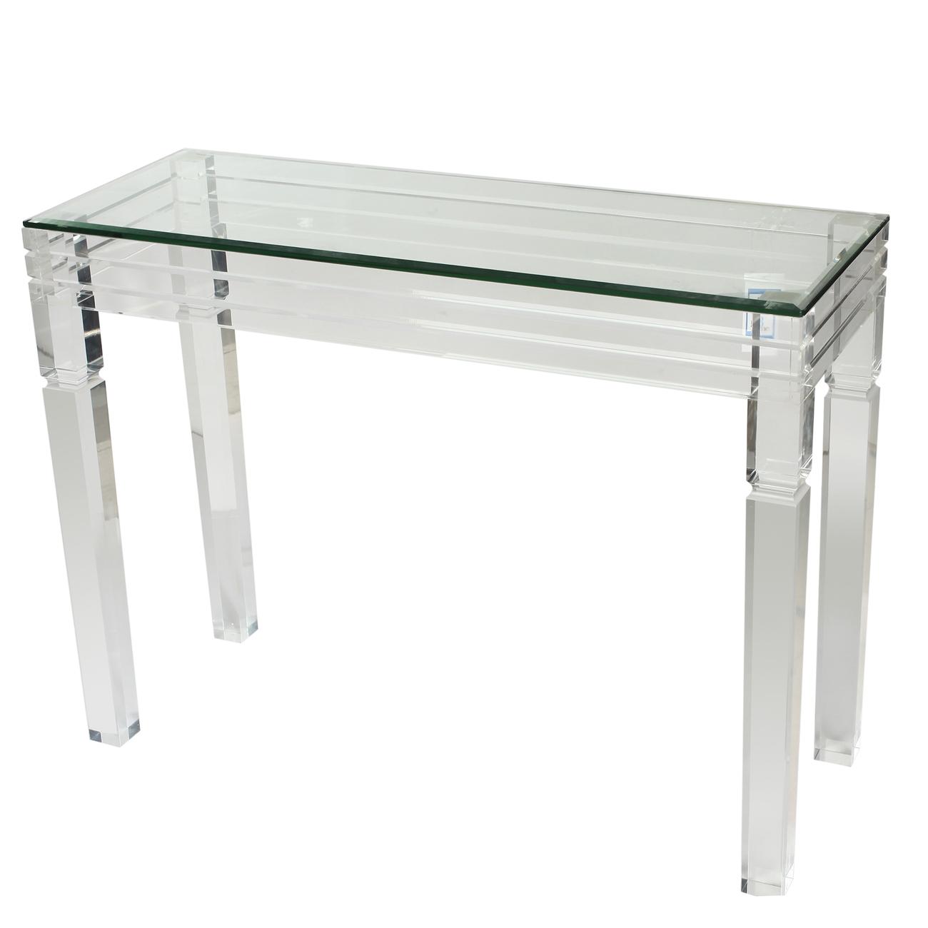 

    
A&B Home Diaphan Contemporary Glass Top Acrylic Legs Console Table
