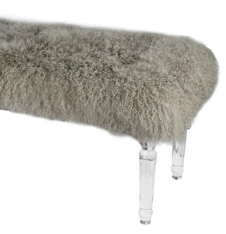 

    
A&B Home DS40189 Modern Mongolian Grey Fur Acrylic Legs Bench
