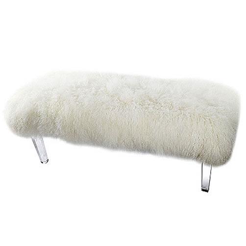 

    
A&B Home KIF39518 Modern Mongolian White Fur Acrylic Legs Bench
