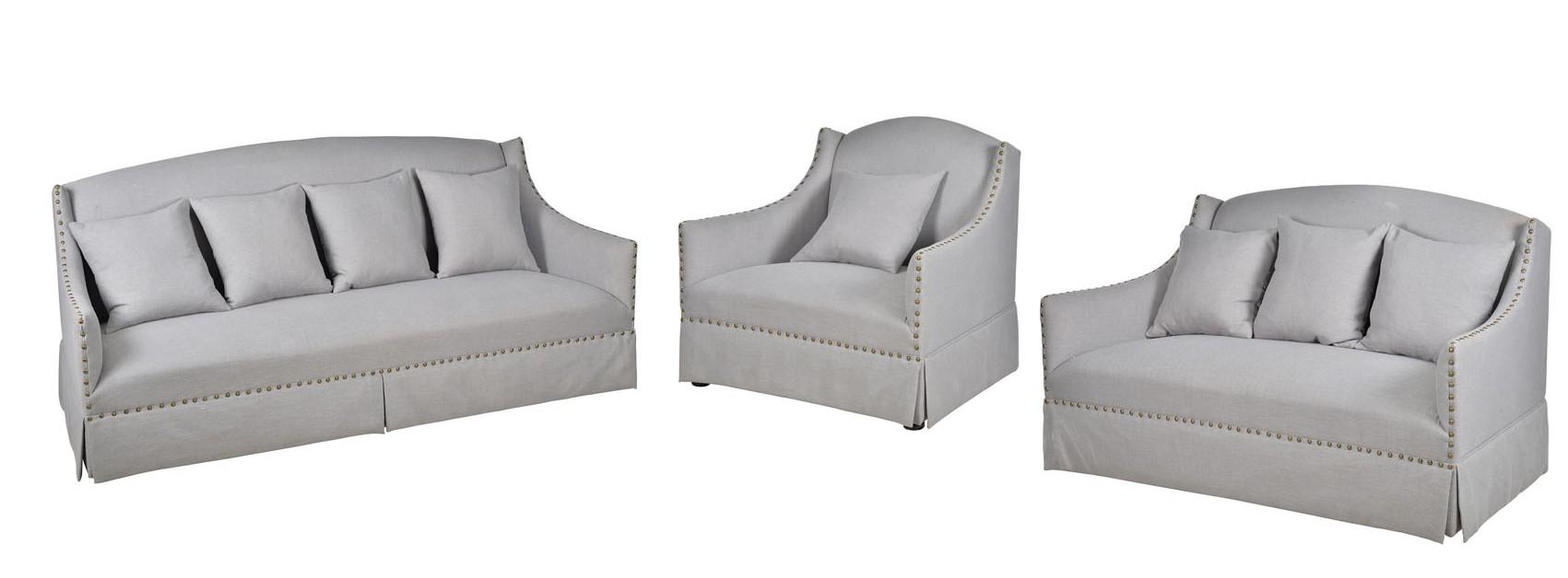 Contemporary, Modern Sofa Loveseat and Chair Set Pampa Pampa-Set-3 in Light Gray Polyester