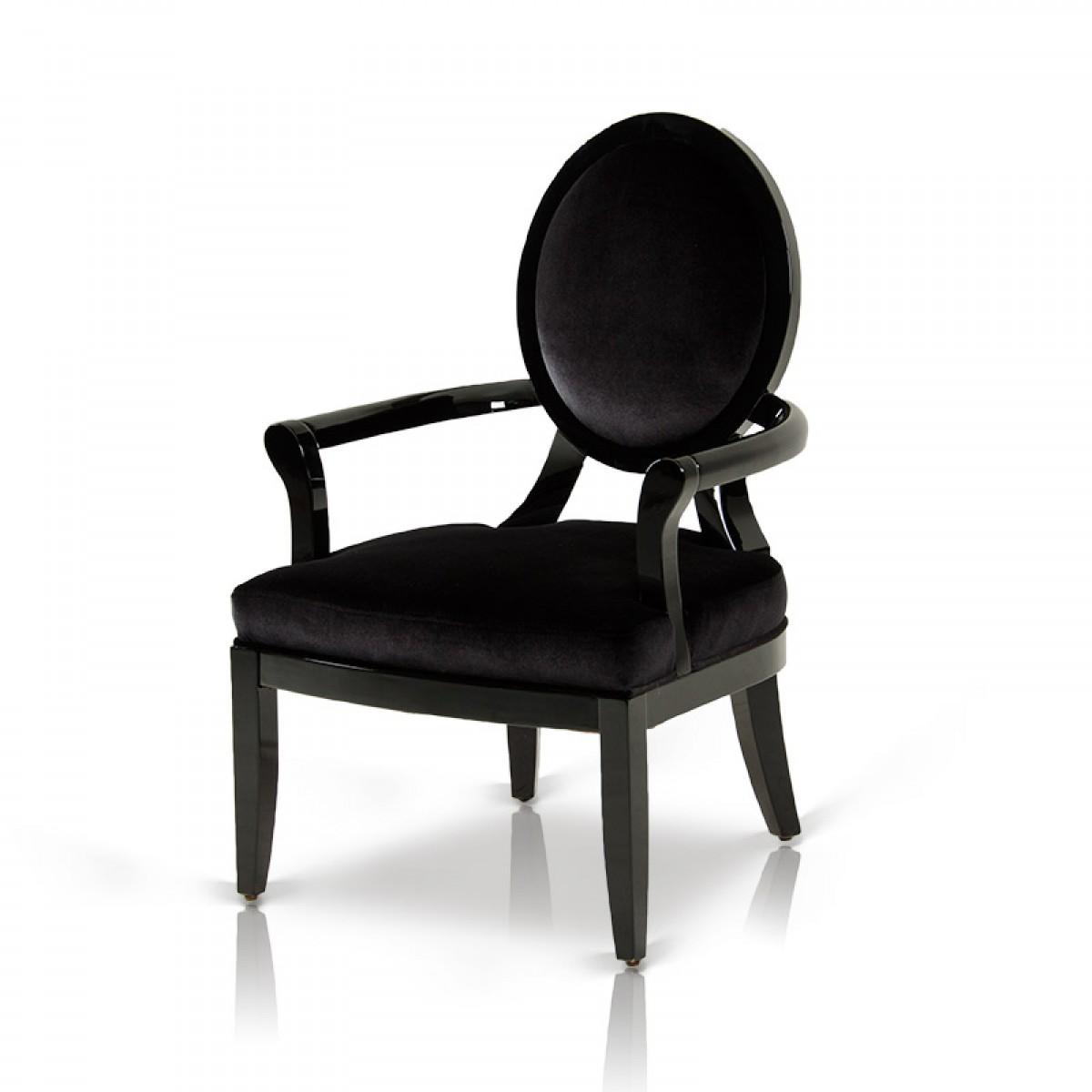 

    
Arm Chair Set 2Pcs in Black Fabric Glossy Frame A&X AK017 Modern Classic
