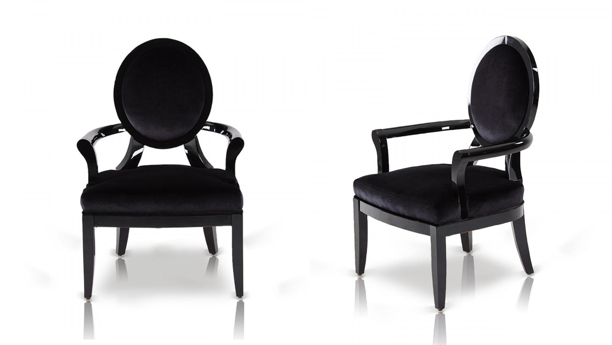 

    
Arm Chair Set 2Pcs in Black Fabric Glossy Frame A&X AK017 Modern Classic
